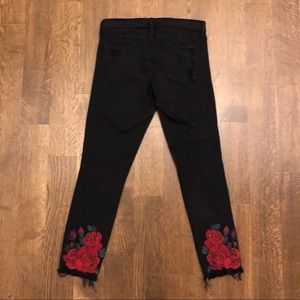 Flying Monkey Rose Embroidered Ripped Jeans